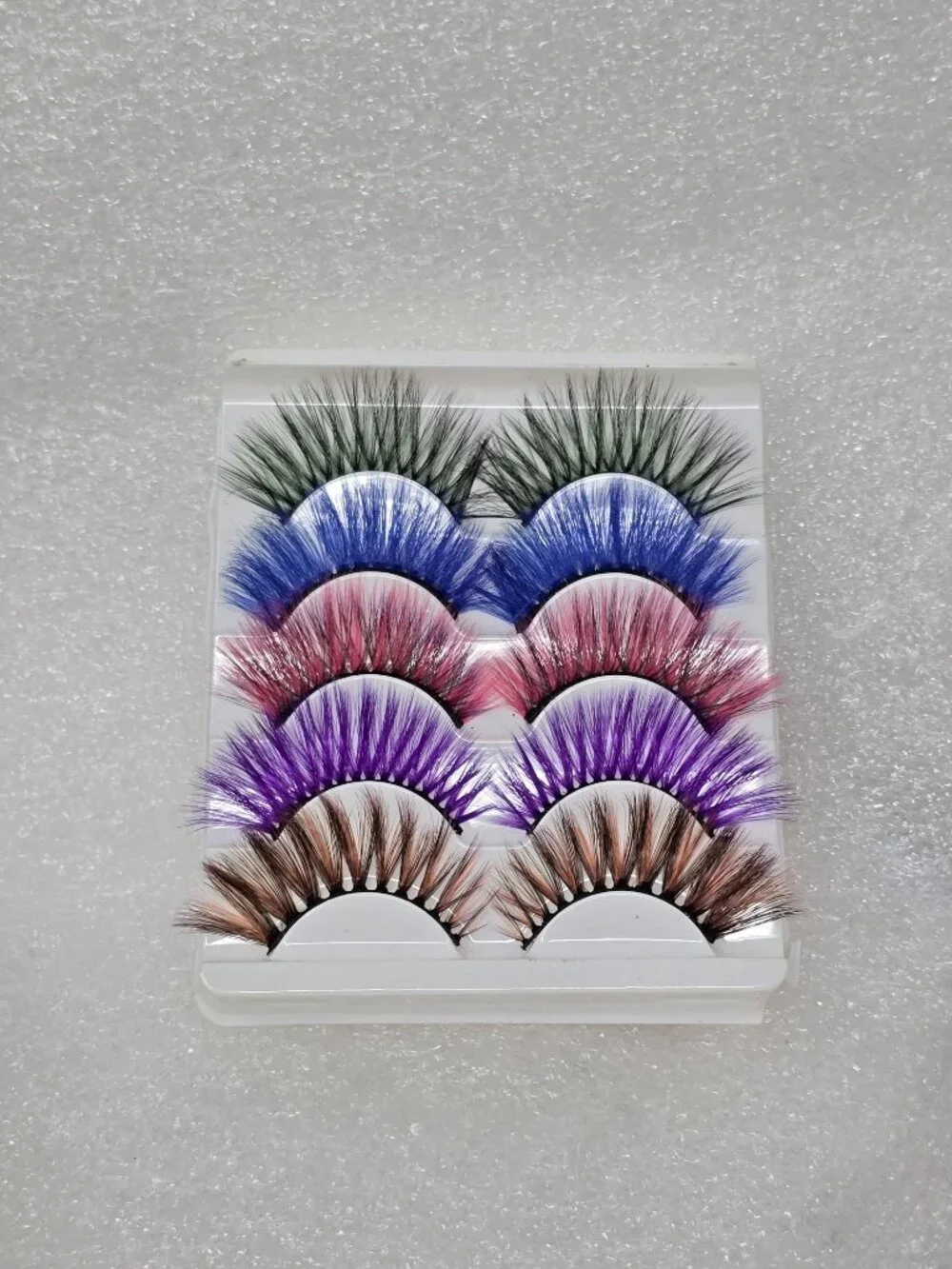 Colorful Faux Mink Eyelash Set 5 Pairs Dramatic Vibrant Styles For Makeup Looks